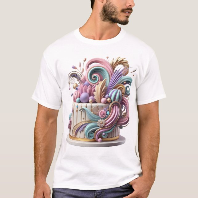 Camiseta Criadores e designers de bolos - Na moda e diversã (Frente)