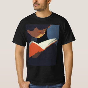 Camiseta Criança Antiga Lendo um Livro da Biblioteca