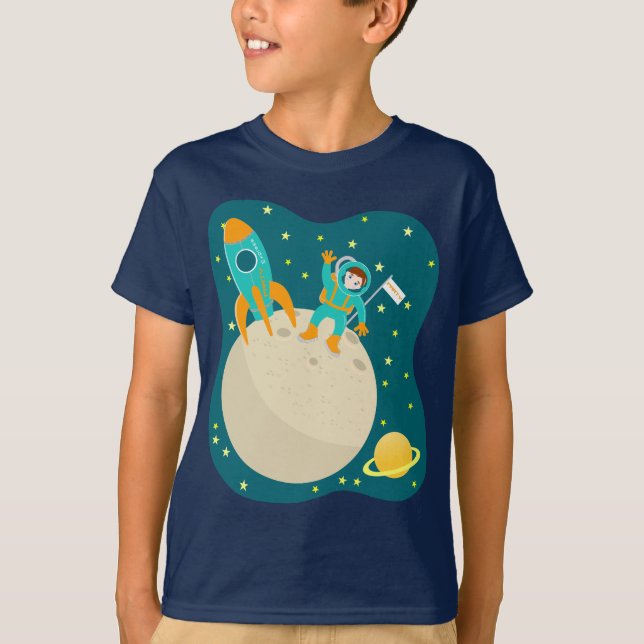 Camiseta Criança astronauta na festa de aniversário da lua (Frente)