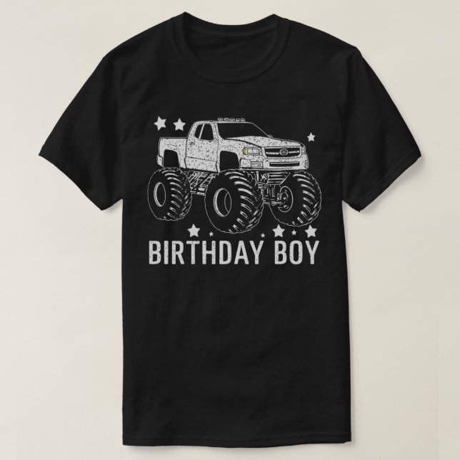 Camiseta Criança Birthday Monster Truck Adulto Fantástico P (Frente do Design)
