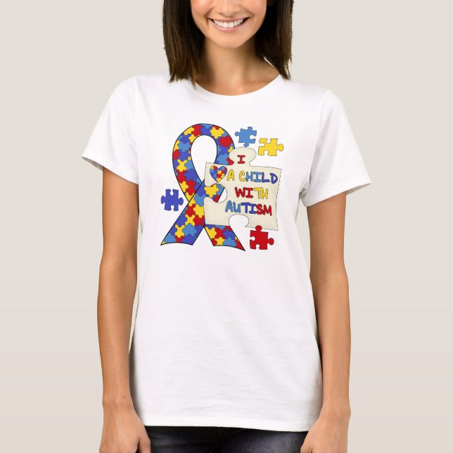 Camiseta Criança com a fita da consciência do autismo (Frente)