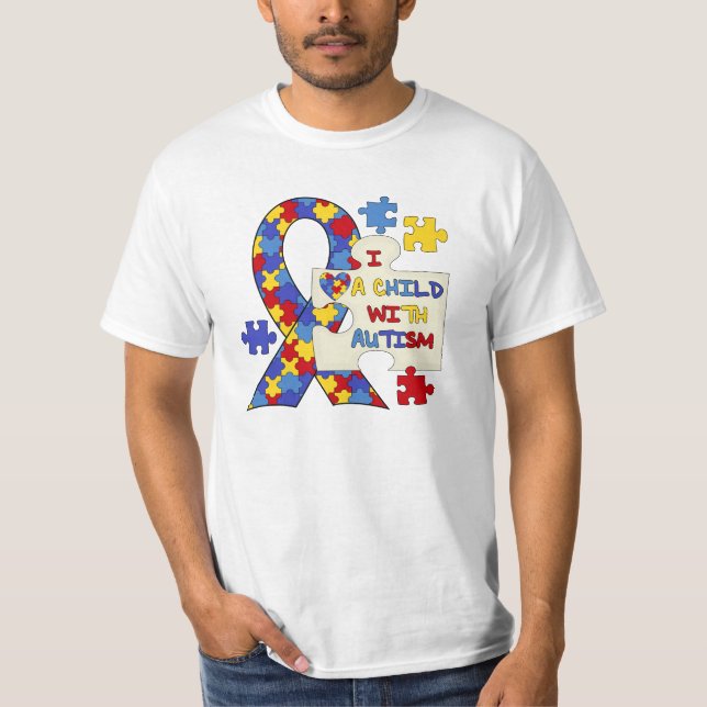 Camiseta Criança com a fita da consciência do autismo (Frente)