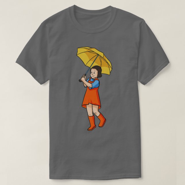 Camiseta Criança com Crianças Chuva-Guarda-Chuva (Frente do Design)
