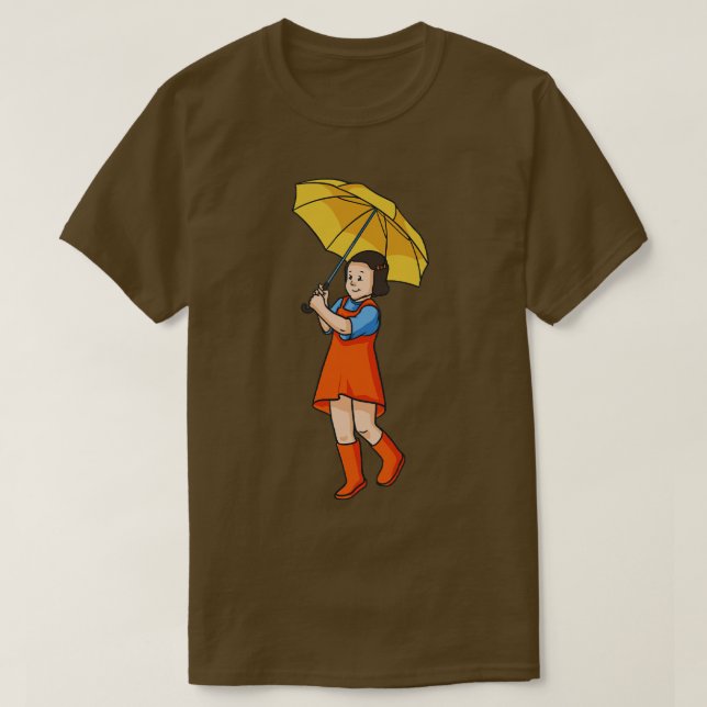 Camiseta Criança com Crianças Chuva-Guarda-Chuva (Frente do Design)