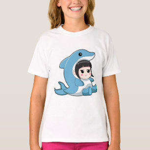 Camiseta Criança com fantasia de golfinho
