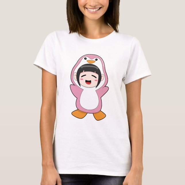 Camiseta Criança com roupa de pinguim (Frente)
