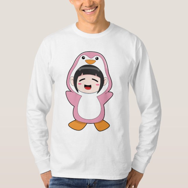 Camiseta Criança com roupa de pinguim (Frente)