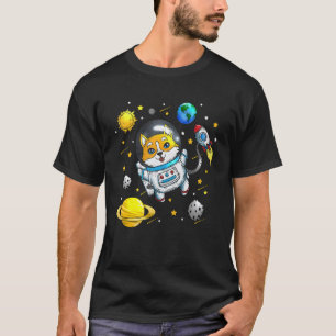 Camiseta Criança Corgi Cachorro Astronauta Planeta Espaço