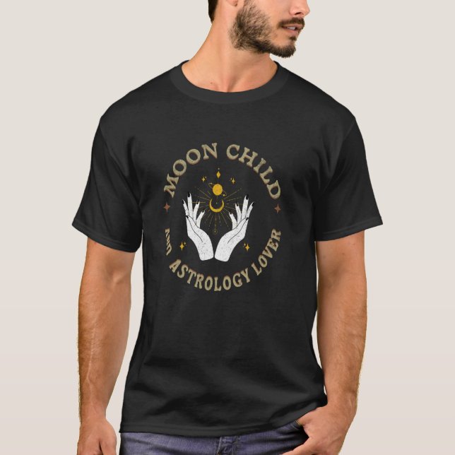 Camiseta Criança da Lua - Amante da Astrologia Estrelas Cel (Frente)
