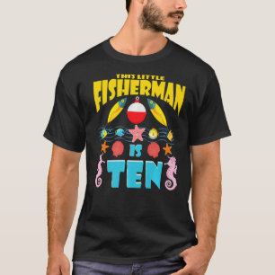 Camiseta Criança de 10 anos Pescador Aniversário Tema Pesca