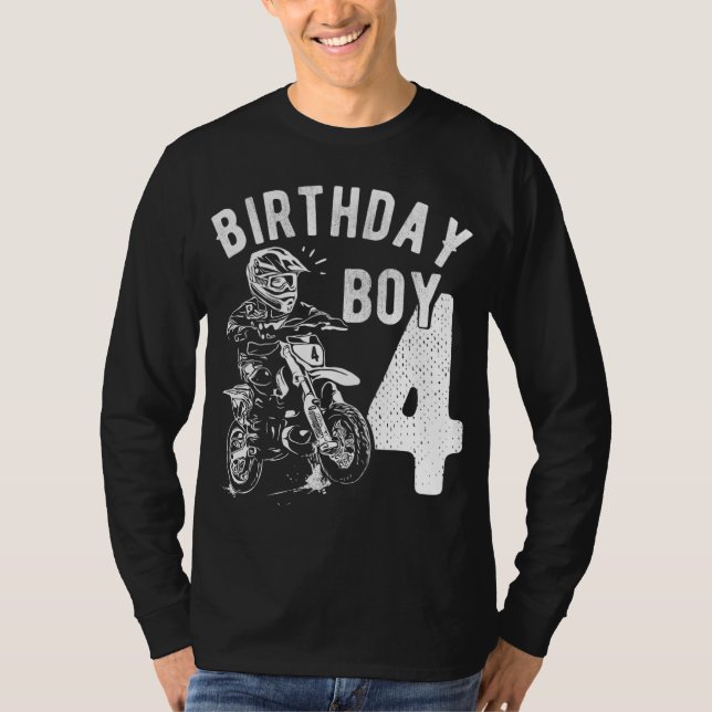 Camiseta Criança de 4 anos - Menino de aniversário - Moto d (Frente)
