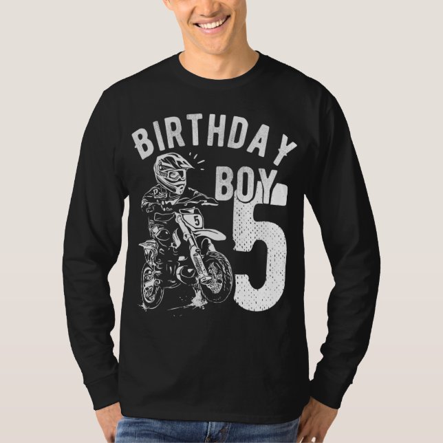 Camiseta Criança de 5 anos - Criança de aniversário - Moto  (Frente)