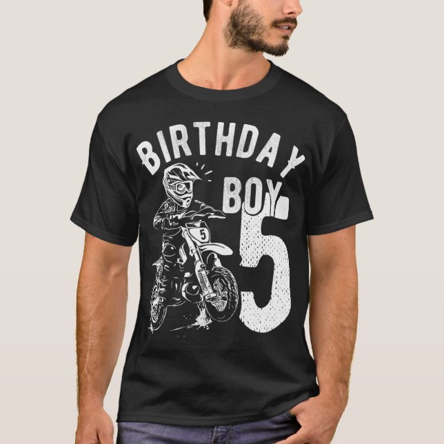 Camiseta Criança de 5 anos - Criança de aniversário - Moto  (Frente)