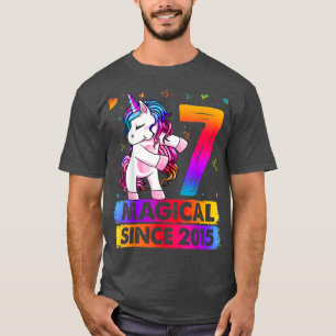 Camiseta Criança de 7 anos do Unicórnio Flosing 7 Birthday 