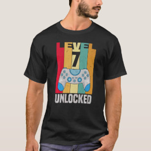 Camiseta Criança de 7 Anos Jogador de Aniversário Nível 7 D