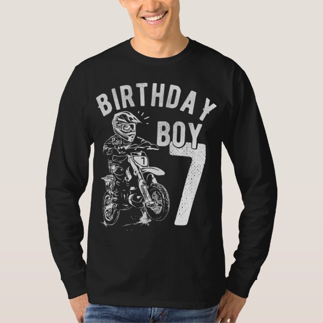 Camiseta Criança de 7 anos - Menino de aniversário - Moto d (Frente)
