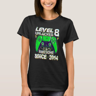 Camiseta Criança de 8 anos Nível 8 desbloqueada Espetacular