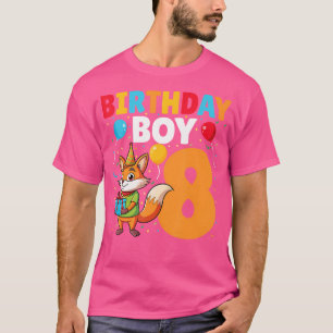 Camiseta Criança De Aniversário Raposa Fofa De 8 Anos 8º Pa