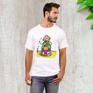 Camiseta Criança de desenho gostando de refeição com suco e