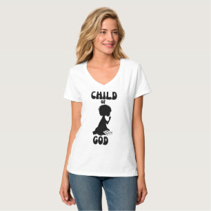 Camiseta Criança de Deus Bíblia Citação V-Pescoço feminino