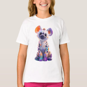 Camiseta Criança de Hiena Colorida com Tinta Salpicada para