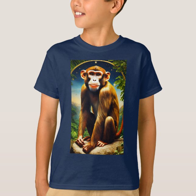 Camiseta Criança de "Macaco Jogável" (Frente)