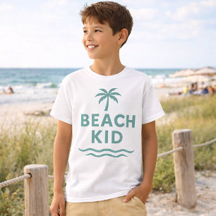 Camiseta Criança de Praia Minimalista Gráfico de Palmeira e