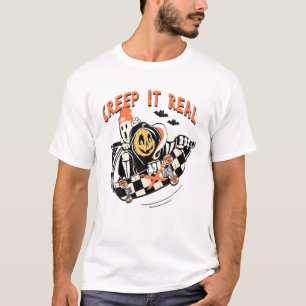 Camiseta Criança De Skater Real Ghost Pumpkin Skeleton Sk