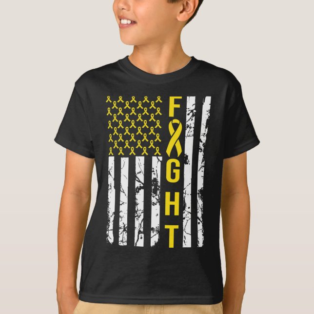 Camiseta Criança e consciência Cancer Figurino Luta America (Frente)
