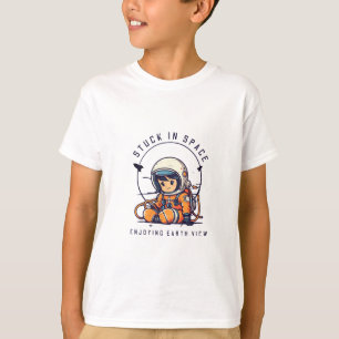 Camiseta Criança espacial presa no espaço Festa de diversão