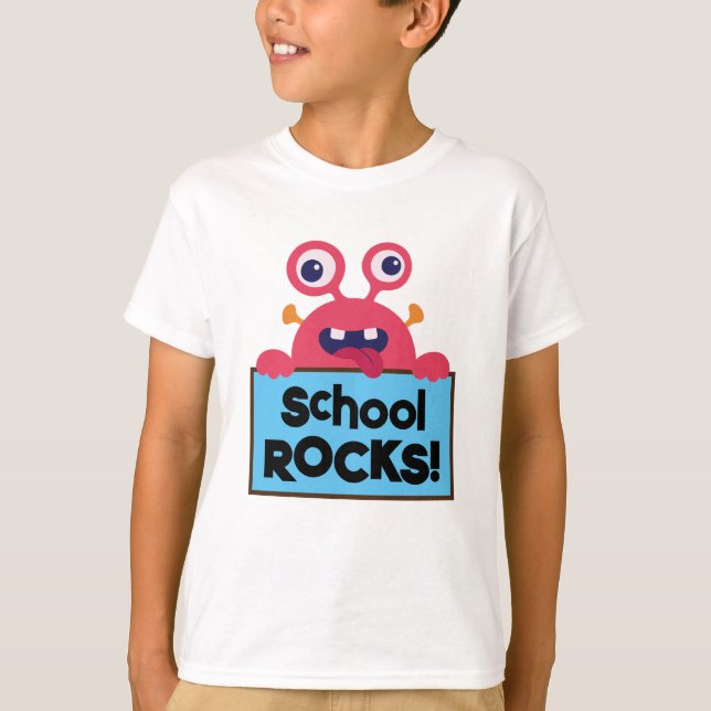 Camiseta Criança Feliz da Escola de Lagosta Vermelha Engraç (Frente)