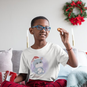 Camiseta Criança Hipopótamo de Natal Personalizado