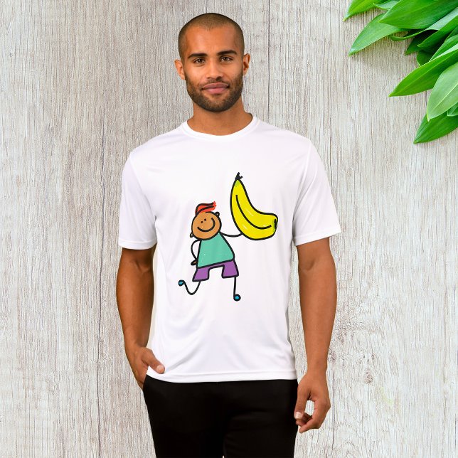 Camiseta Criança Jogada Segurando Banana Amarela Grande (Criador carregado)
