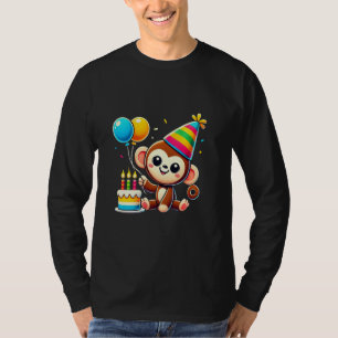 Camiseta Criança Macaco Celebrando Aniversário