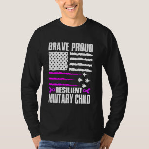 Camiseta Criança militar corajosa orgulhosa resiliente Cria