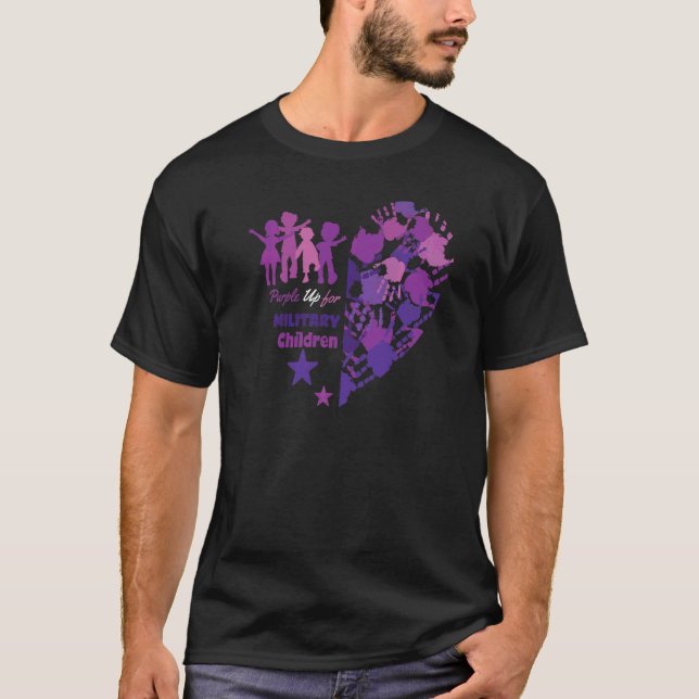 Camiseta Criança Militar do Coração Mês Roxo Para Militar (Frente)