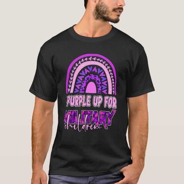 Camiseta Criança Militar do Coração Mês Roxo Para Militar (Frente)