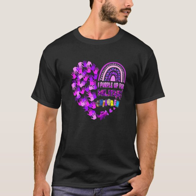 Camiseta Criança Militar do Coração Mês Roxo Para Militar (Frente)