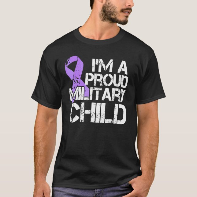 Camiseta Criança Militar Mês Roxo Para Cima Crianças Brat (Frente)