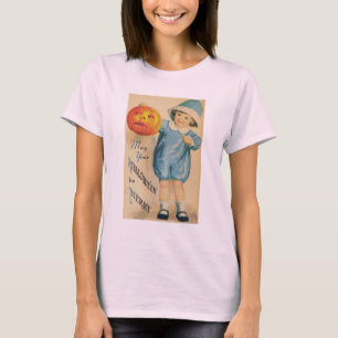 Camiseta Criança pequena segurando uma abóbora vintage de H