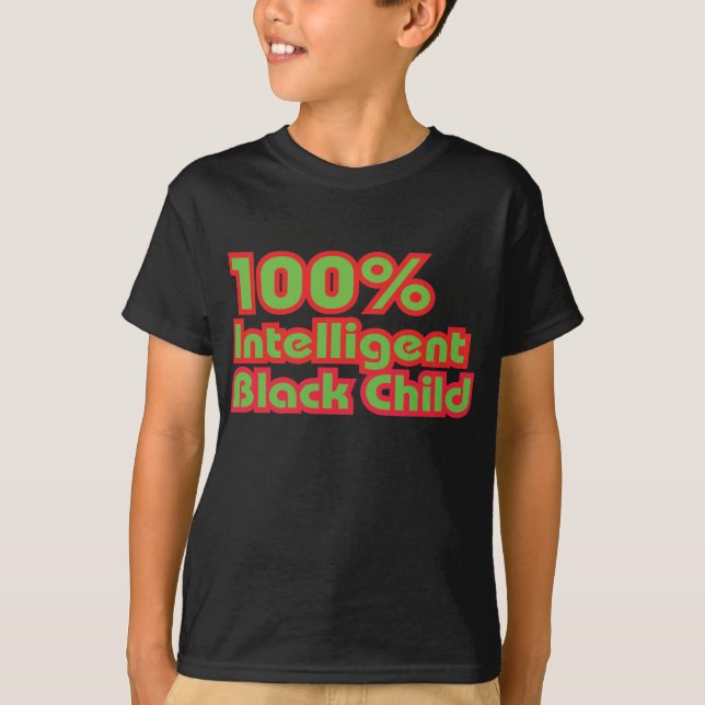 Camiseta Criança preta inteligente de 100% (Frente)
