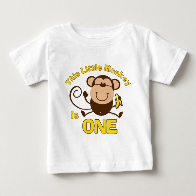 Camiseta Criança primeiro aniversario de macaco (Frente)