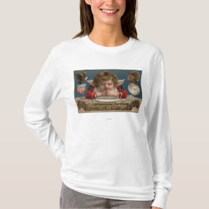 Camiseta Criança que Praying na Comensal-Mesa