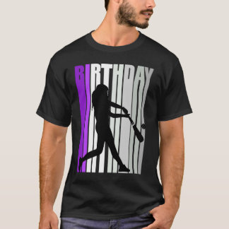 Camiseta Criança Roxa Beisebol Aniversário Formação Colorid