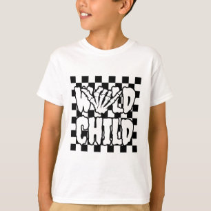 Camiseta Criança Selvagem Mão de Esqueleto Design Gráfico