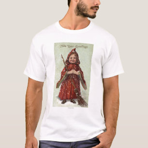 Camiseta Criança vestida no casaco vermelho
