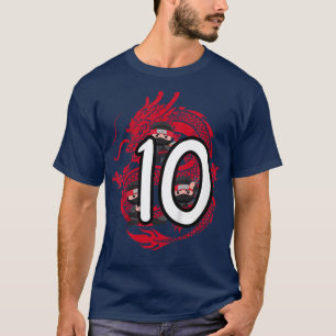 Camiseta Crianças 10º Aniversário Menino 10 Anos Ninja Drag