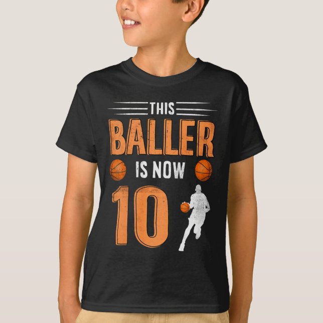 Camiseta Crianças 10º Jogador de Basquete de Aniversário Es (Frente)