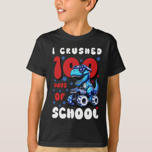 Camiseta Crianças 100 dias de caminhonete monstro do dinoss