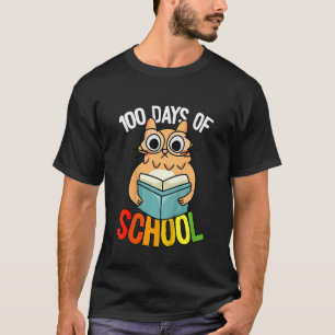 Camiseta Crianças 100 Dias De Colégio Gato 100 Dias Antes D